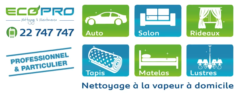 ECOPRO TUNISIE - NETTOYAGE A LA VAPEUR A DOMICILE - MOUROUJ I BEN AROUS